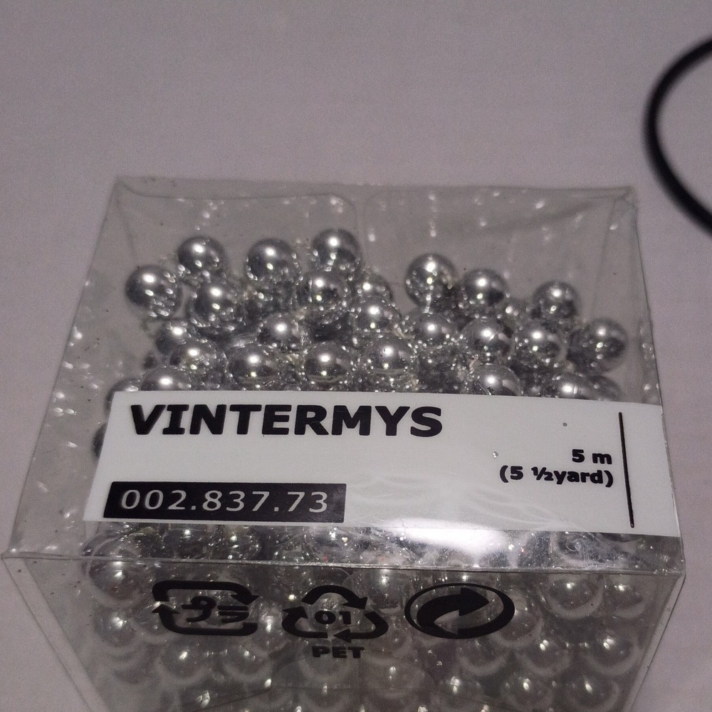IKEA 2014 Vintermys Silver Bead Garland Christmas Tree Decor 5m 5.5yd 002.837.73